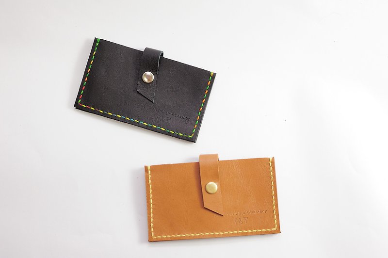 [Limited] Be Two handmade business card holder / leather card case / double leather business card holder / storage card / card holder / credit card storage / travel card / Christmas gift - ที่เก็บนามบัตร - หนังแท้ สีดำ
