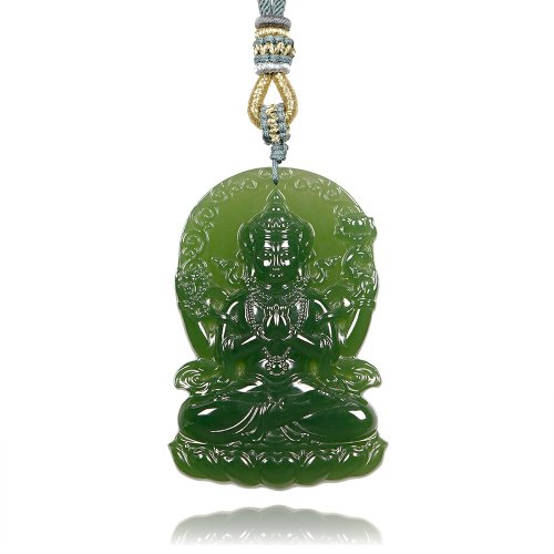 正佳珠寶 Gemsrich Jewelry 【正佳珠寶】和田碧玉 蒐藏級老礦菠菜綠 度母觀音 34.3g