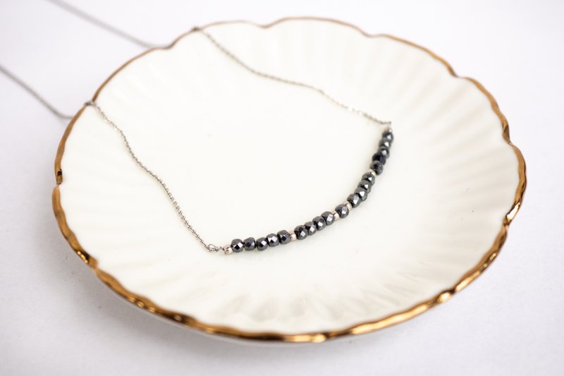 925 Sterling Silver Leg Bracelet, Hematite Anklet, April Birthstone, Aries Gems - 手鍊/手環 - 寶石 黑色