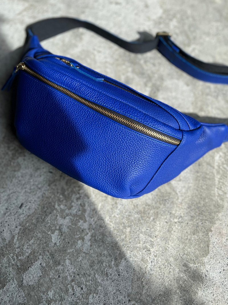 Large Capacity Chest Bag Sapphire Blue [LBT Pro] - Messenger Bags & Sling Bags - Genuine Leather Blue