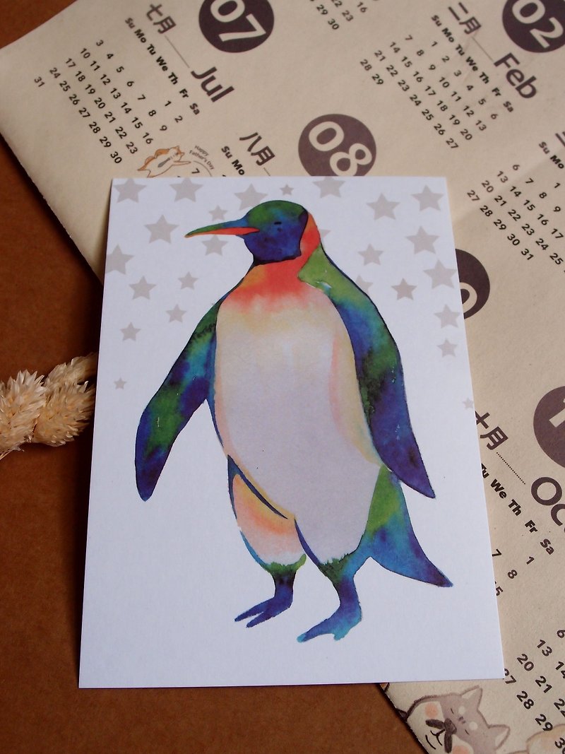 水彩画のはがき - ペンギン - カード・はがき - 紙 