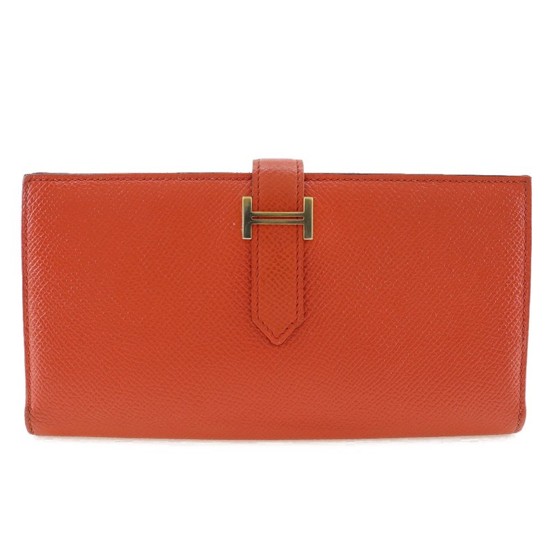 【日本直送】エルメス HERMES ベアンスフレ 長財布 ヴォーエプソン オレンジ T レディース【中古】 - 錢包/皮夾/長短夾 - 真皮 橘色