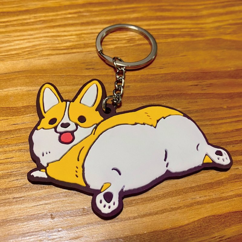 Rubber keychain of a lazy corgi - Keychains - Silicone 