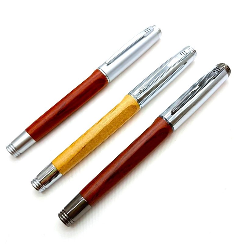 Wooden pen rosewood triangle pen ballpoint pen German Schmidt 888F with pen box Tiger Crane - ไส้ปากกาโรลเลอร์บอล - ไม้ 