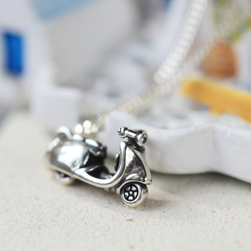 Motorcycle Personality Handmade Silver 925 Sterling Silver Necklace for Boyfriend Birthday Gift for Boyfriend - สร้อยคอ - เงินแท้ สีเงิน