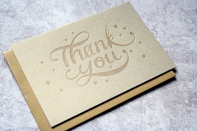 letterpress letterpress printing pearlescent thank you card thank you card with envelope - การ์ด/โปสการ์ด - กระดาษ 