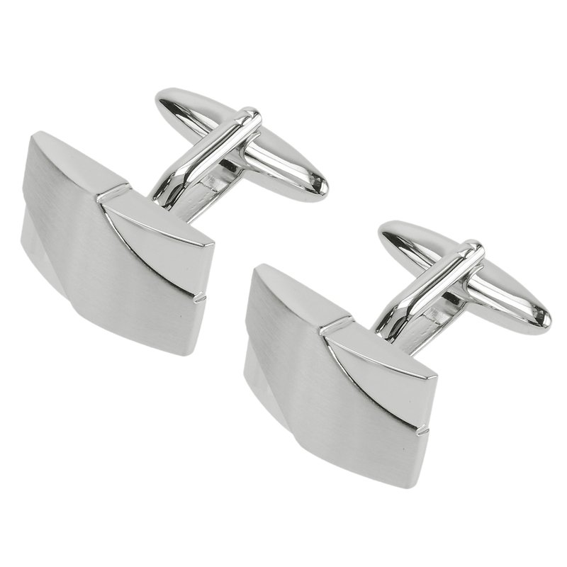 Silver Two Tone Brushed Rhodium Cufflinks - Cuff Links - Other Metals Silver