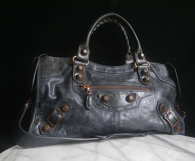 OLD-TIME] Early second-hand old bags Italian-made BALENCIAGA motorcycle bag - Shop OLD-TIME Vintage & & Deco & Totes - Pinkoi