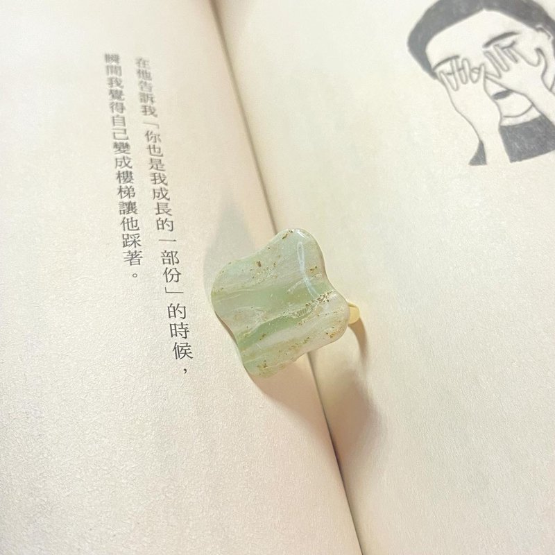 手作軟陶戒指 解憂系列 14kgf 可調式戒台 - 戒指 - 陶 綠色