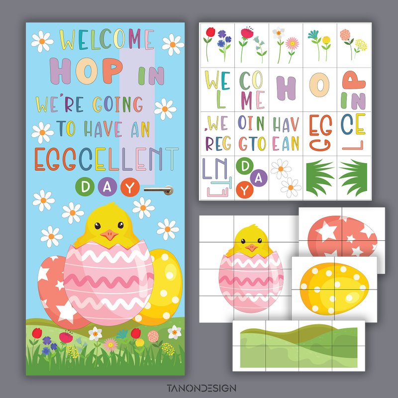 Easter day Classroom Door Decor and Bulletin Board kits Print Collaborative - 圖文模板設計 - 其他材質 