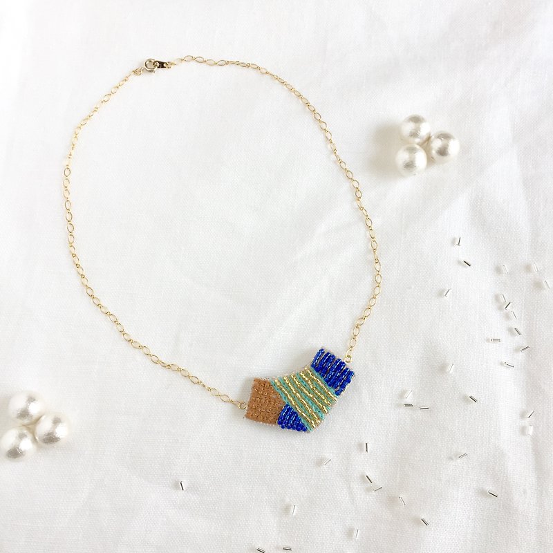 Pendant Fringe - ENISHI - Blue - Necklaces - Glass Multicolor