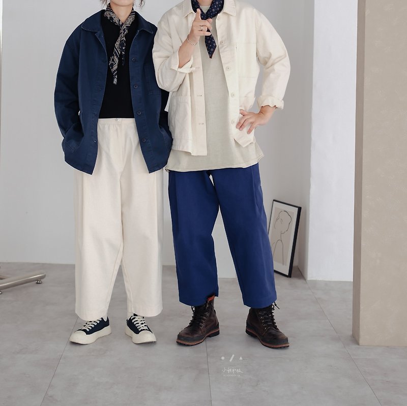 小我訂製 LABO日式好感繭型褲 套裝 - 2色-日本藍 - 闊腳褲/長褲 - 棉．麻 藍色