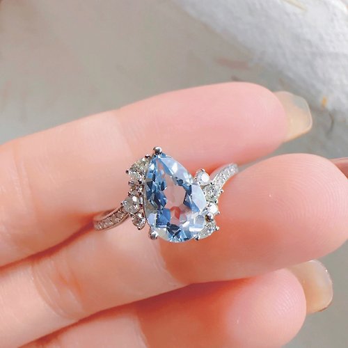 WhiteKuo高級珠寶訂製所 【WhiteKuo】18k天然海水藍寶石鑽石戒指