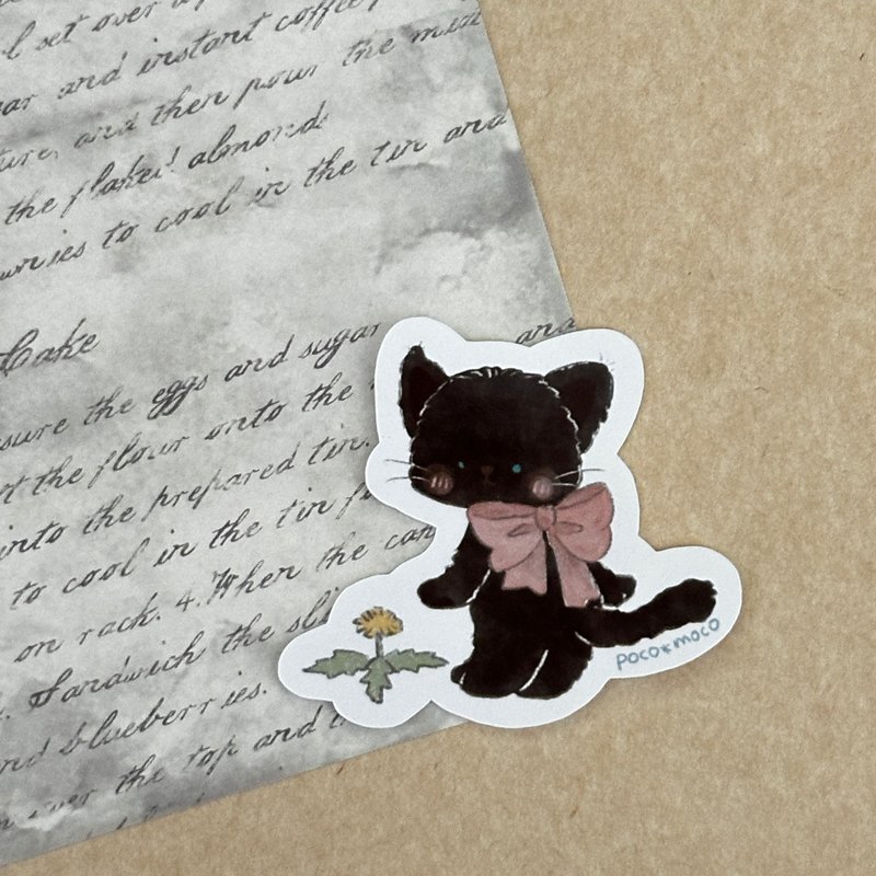 black cat and dandelion stickers - Stickers - Paper 