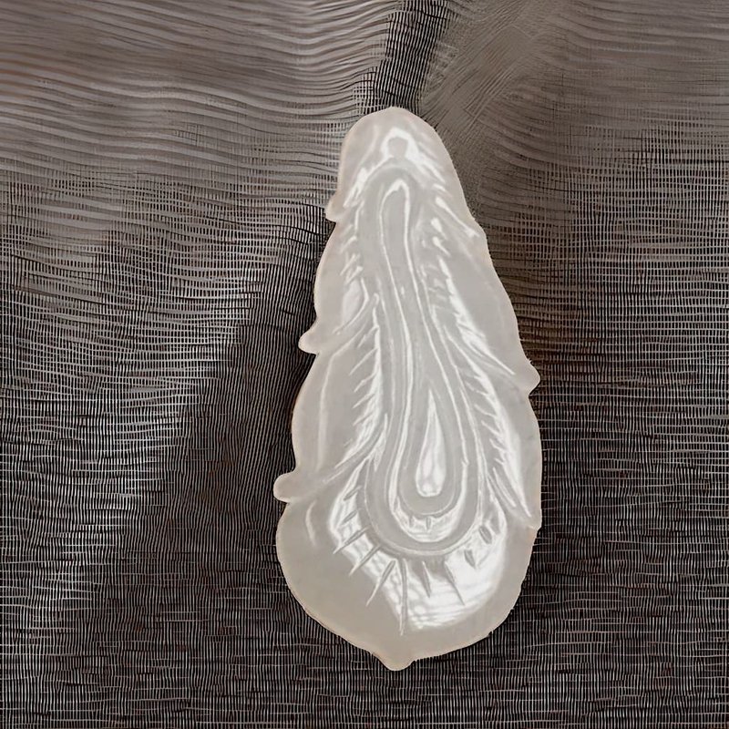 Ice Jade Feather | Natural Burmese Grade A Jade | Gift - พวงกุญแจ - หยก สีใส