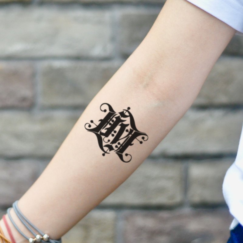 OhMyTat 英文雙向字 Live Evil Ambigram 刺青圖案紋身貼紙 (2張) - 紋身貼紙/刺青貼紙 - 紙 黑色