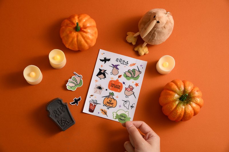 Too cute to spook－Halloween Reusable Stickers - สติกเกอร์ - กระดาษ สีส้ม