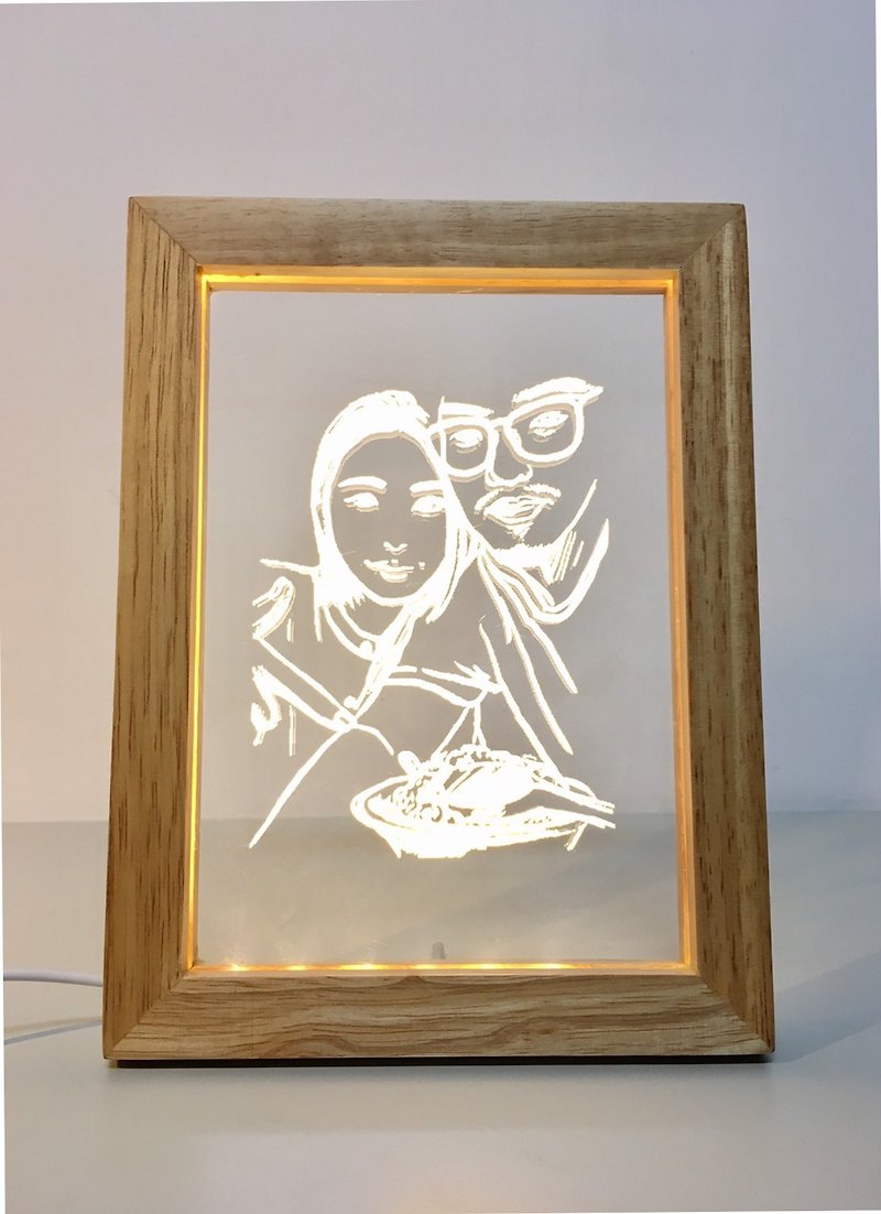 [TAB] Customized solid wood night light - frame your heart / photo frame (Mother's Day / Valentine's Day) - กรอบรูป - ไม้ 