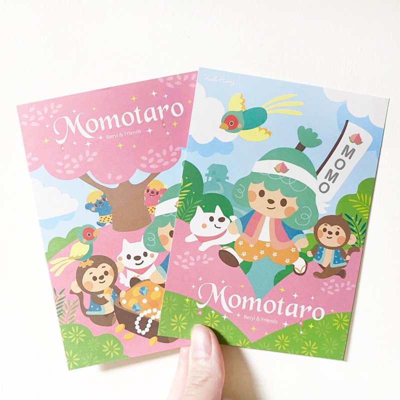 【桃太郎】明信片組 (兩張一組) 童話系列 - 卡片/明信片 - 紙 藍色