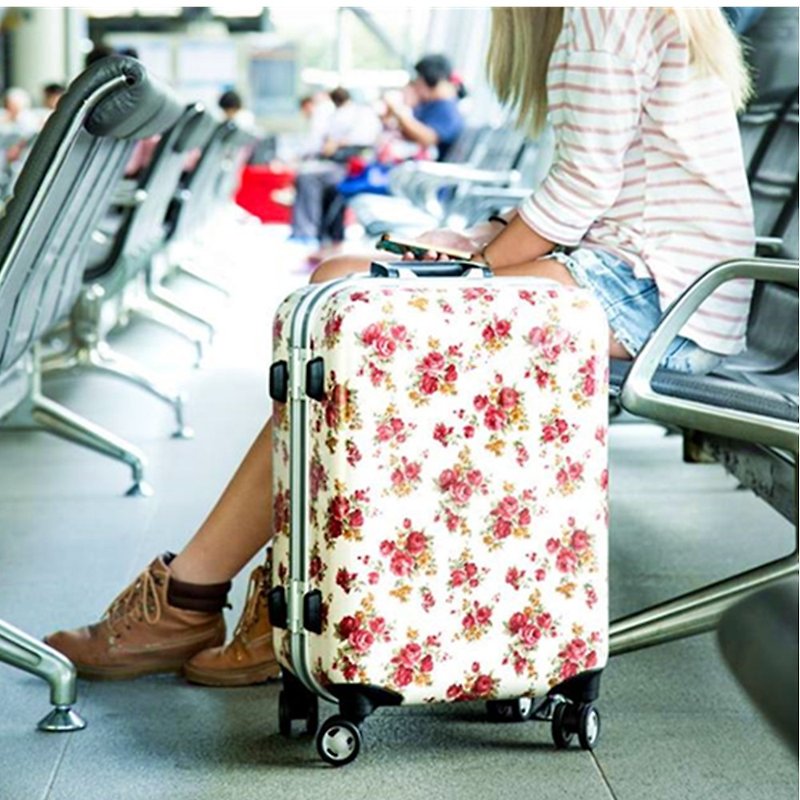 繽紛玫瑰紅系-手工印紋時尚鋁框20吋行李箱/旅行箱 - 行李箱 / 旅行喼 - 塑膠 