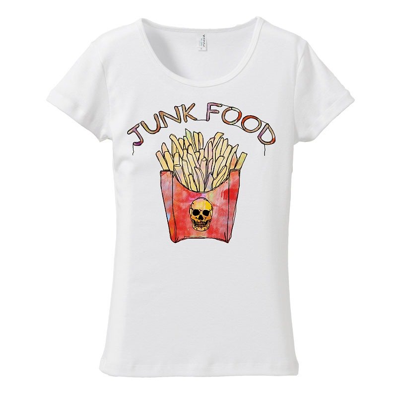 [レディースTシャツ] French fries - 女 T 恤 - 棉．麻 白色