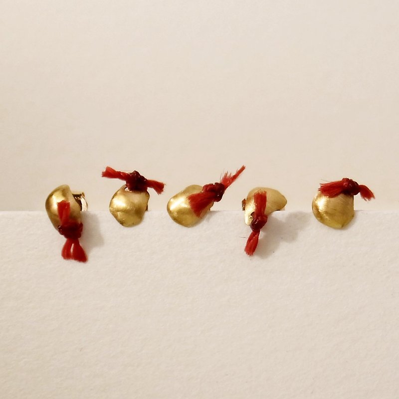 18K Gold Stud Earrings (SS) Red Single Item Ladies Minimalist - Earrings & Clip-ons - Precious Metals Gold