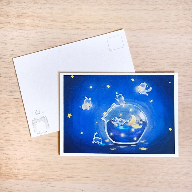 Thick Postcard- Starry Sky Bottle - การ์ด/โปสการ์ด - กระดาษ สีน้ำเงิน