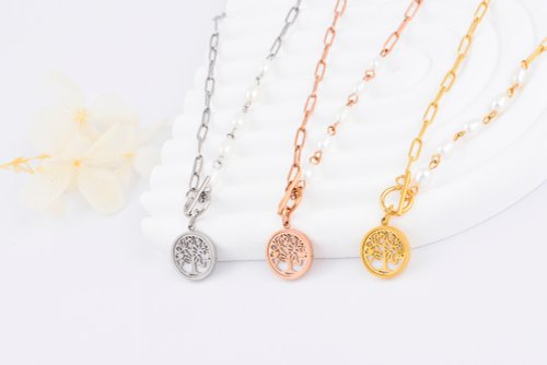 JM Jewelry MOP | 生命樹珍珠頸鏈 精鋼
