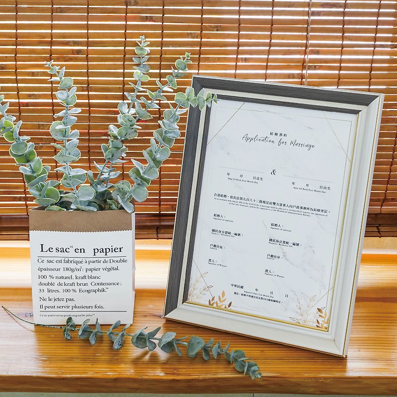 Photo frame book contract set_Two-color design photo frame│Applicable to household registration offices│For both the opposite sex/same sex - Marriage Contracts - Wood Multicolor