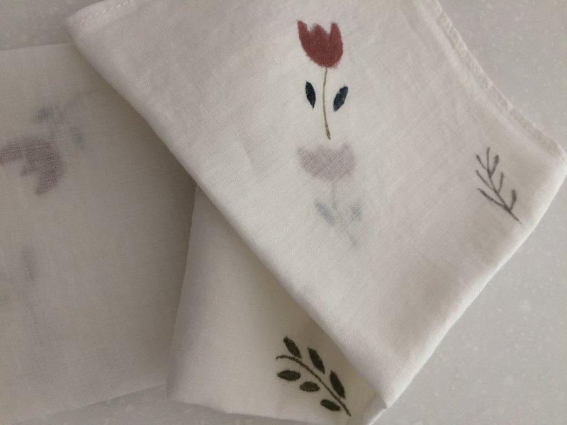 Garden of the Gods mineral-dyed hand-painted cotton handkerchief - ผ้าเช็ดหน้า - ผ้าฝ้าย/ผ้าลินิน 