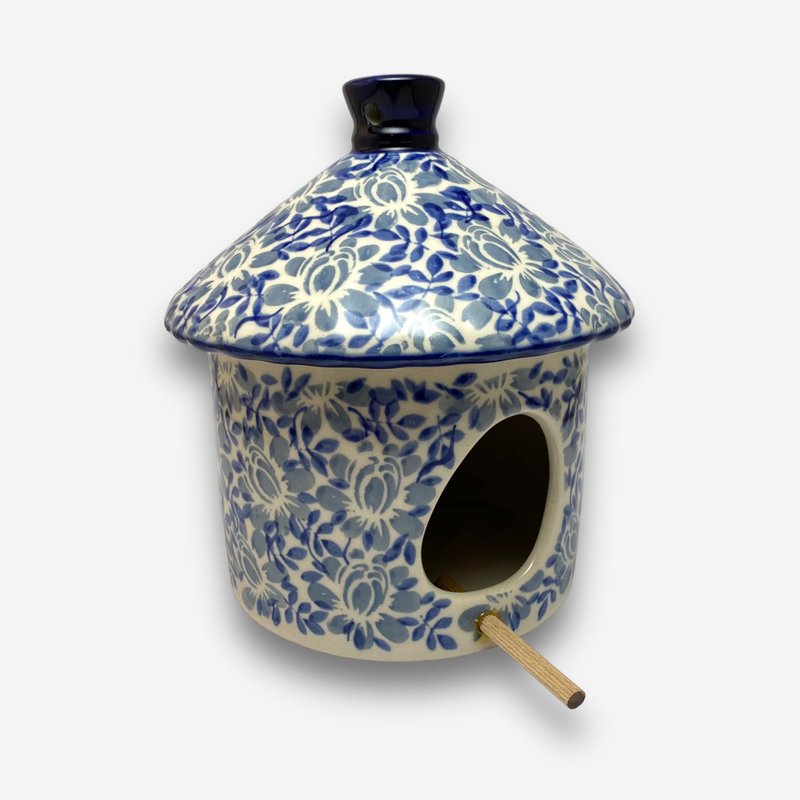 波蘭手繪手工陶-鳥巢 16cm 一抹藍彩系列 設計師款 - 其他 - 陶 藍色