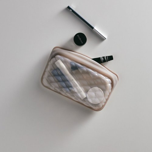 Stasher 環保密封袋 【新品】美國 Stasher 美妝收納矽膠密封袋-長形-奶茶