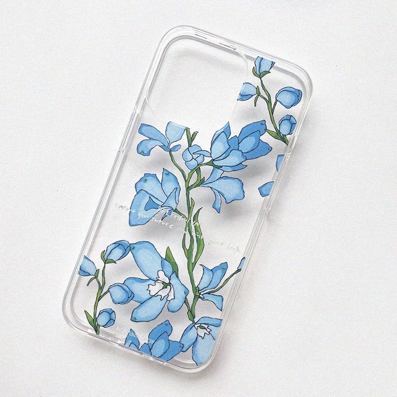 Blue Delphinium_Jelly Hard Phone Case_MagSafe - 手機殼/手機套 - 其他材質 藍色