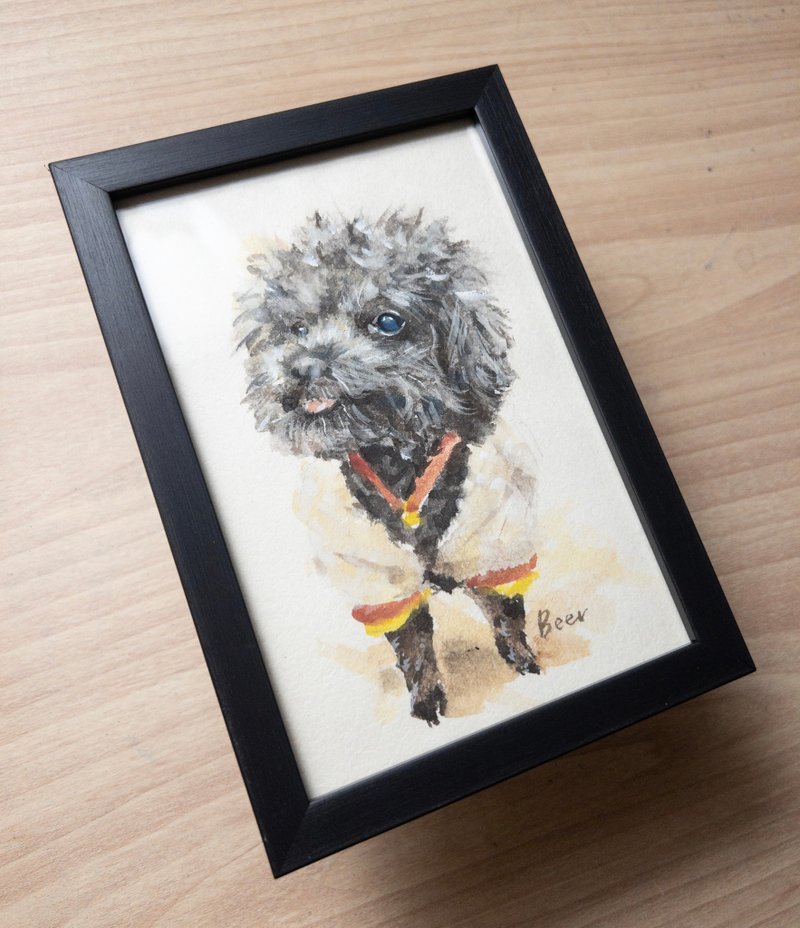 【Draw your dog】Watercolor illustrations in oil painting style, custom portraits, hand-painted original paintings - ภาพวาดบุคคล - กระดาษ 