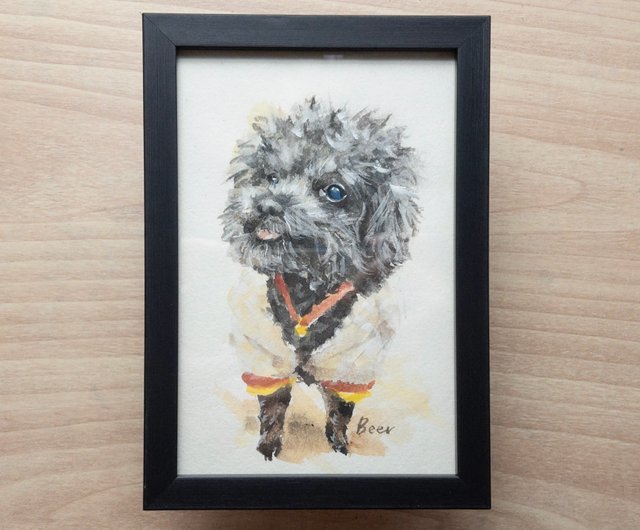 犬を描く】油絵風のポートレート水彩イラストをオーダーメイドで
