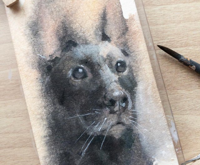 犬を描く】油絵風のポートレート水彩イラストをオーダーメイドで