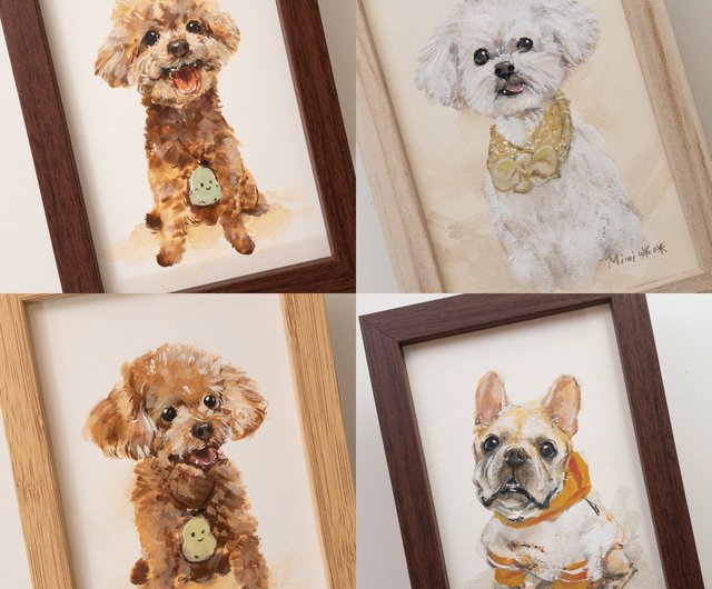 犬を描く】油絵風のポートレート水彩イラストをオーダーメイドで