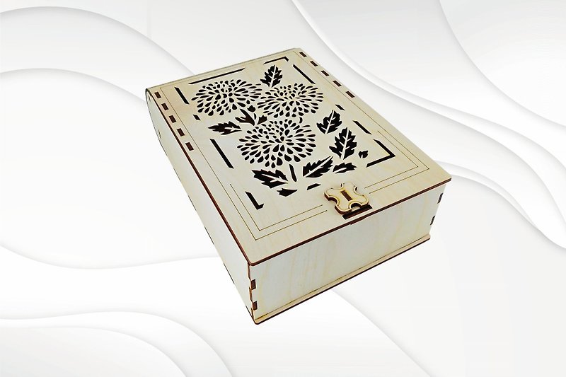Gift jewelry box svg dxf pattern for laser cutting. Ready cut laser file. - Storage - Wood 