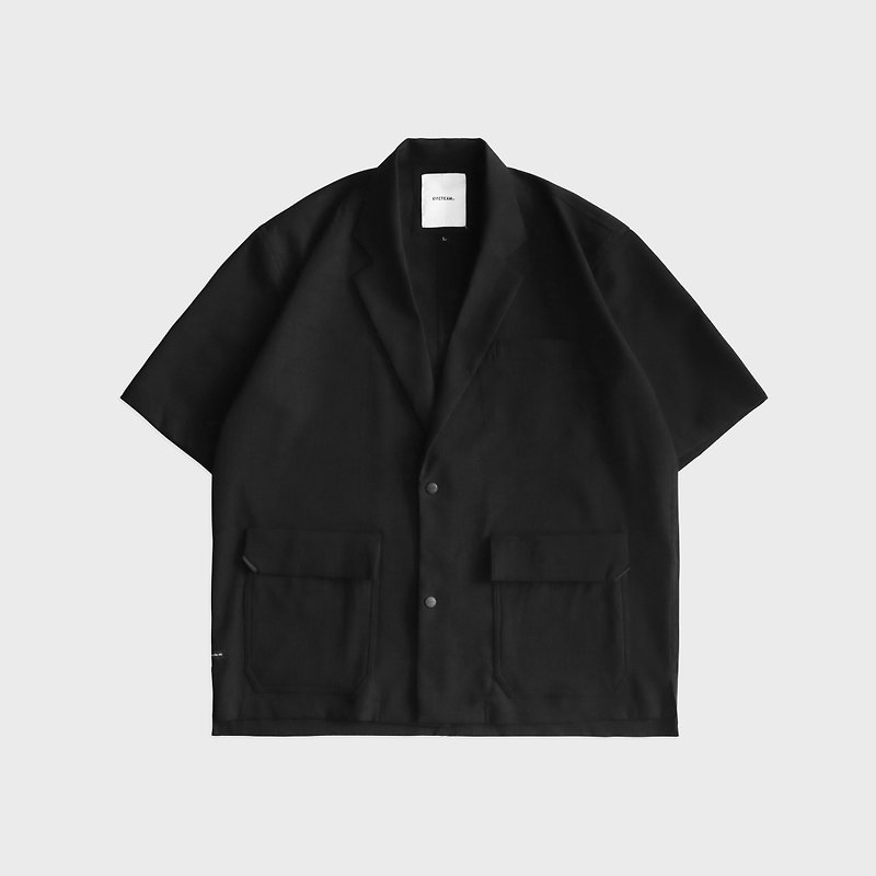 DYCTEAM - RePET Panel Pocket Short Sleeve Shirt (black) - เสื้อเชิ้ตผู้ชาย - วัสดุอื่นๆ สีดำ