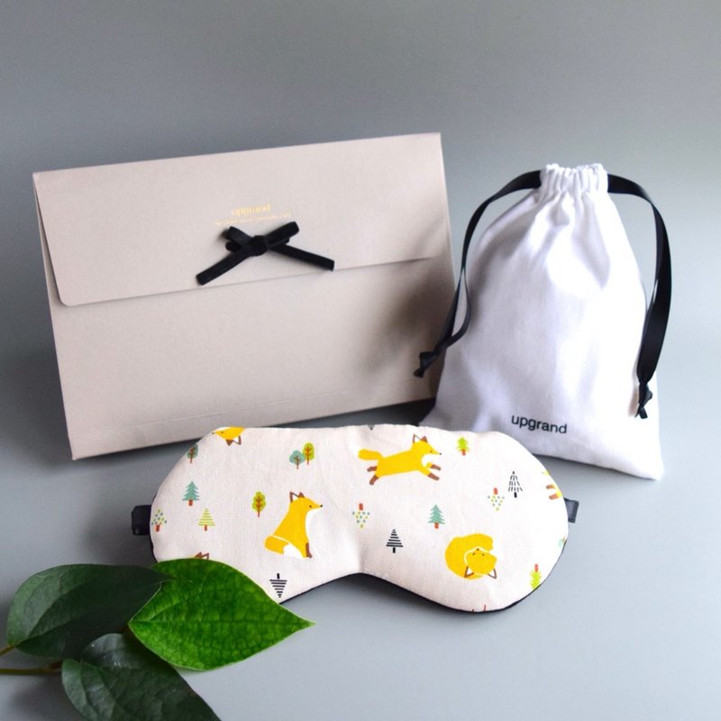 Fox eye mask | Beige | Storage pouch included | Free gift wrapping | Birthday - ผ้าปิดตา - เส้นใยสังเคราะห์ สีนำ้ตาล