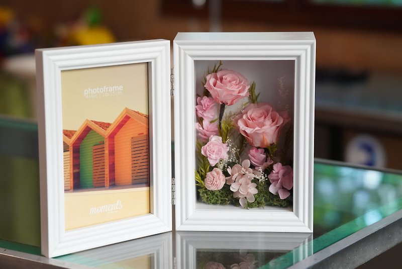 [Customized Gift] Photo Frame Rose Garden Birthday Gift Teacher's Day Gift Christmas Gift Box - Dried Flowers & Bouquets - Plants & Flowers Pink