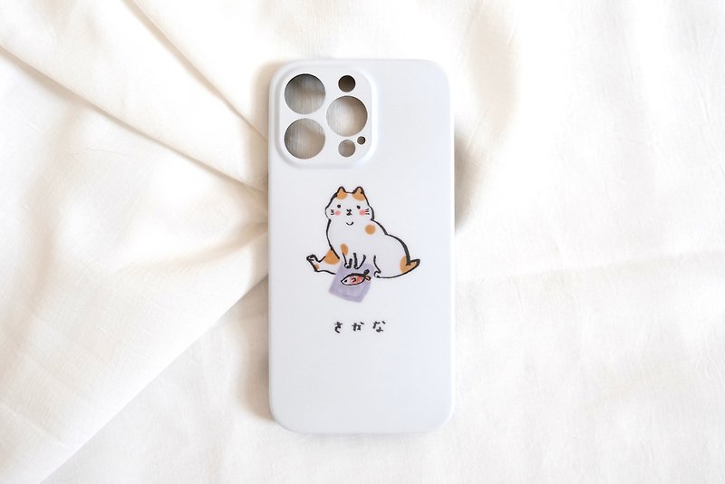 貓咪愛吃魚 霧面手機殼 - 手機殼/手機套 - 塑膠 白色