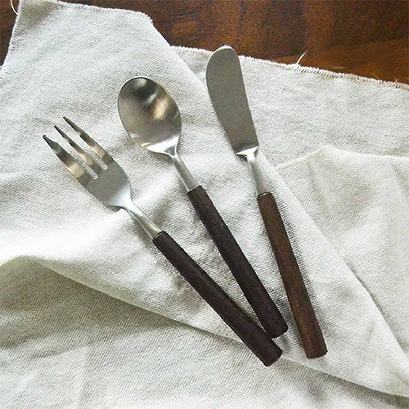 [Made in Japan] SALUS elegant fine wood tableware with beech wood handle/rosewood handle - Cutlery & Flatware - Stainless Steel 