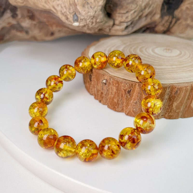 Collection grade/natural amber-11mm gold amber/amber hand beads - สร้อยข้อมือ - เครื่องประดับพลอย 