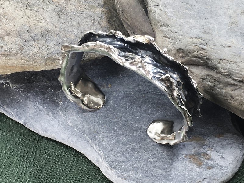 [Half Muguang] The sound of waves - bracelet (can be customized) - Bracelets - Sterling Silver Silver