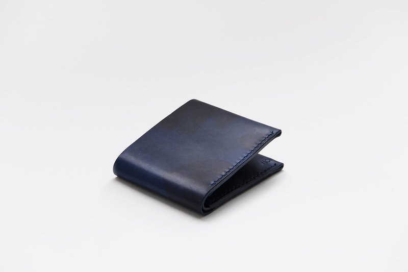 Leather Wallet – Navy Camouflage - 長短皮夾/錢包 - 真皮 藍色