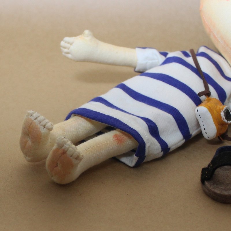 手作布偶 Handcrafted fabric doll  Model No.: 2025-JF-01 - 玩偶/公仔 - 棉．麻 藍色