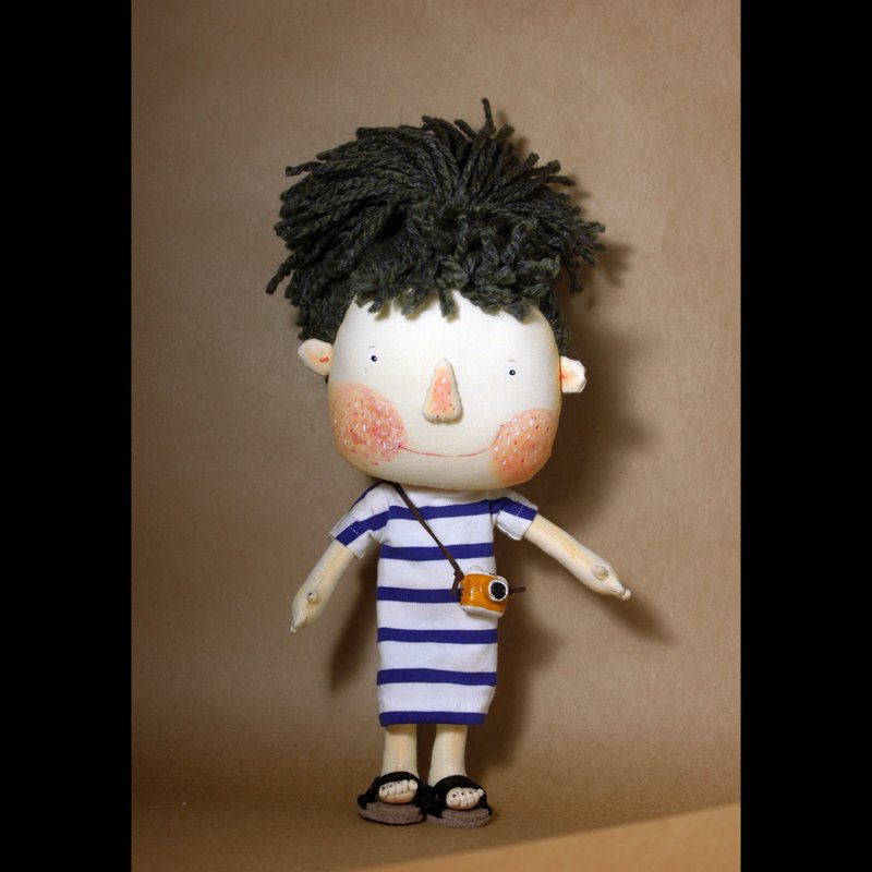 手作布偶 Handcrafted fabric doll  Model No.: 2025-JF-01 - 公仔/玩偶 - 棉．麻 藍色
