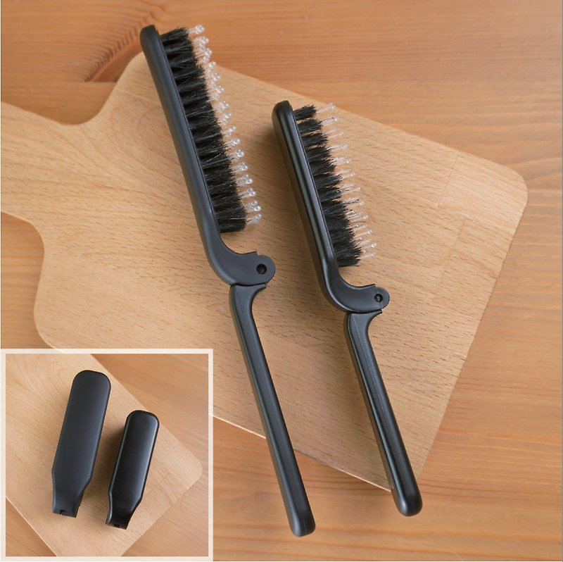 Folding bristle comb large/small (for home and out use) - Makeup Brushes - Plastic Black