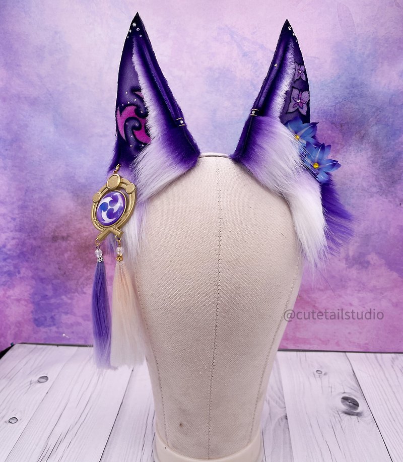 Genshin Impact Raiden cosplay  headband ears and tail - Hair Accessories - Other Materials 